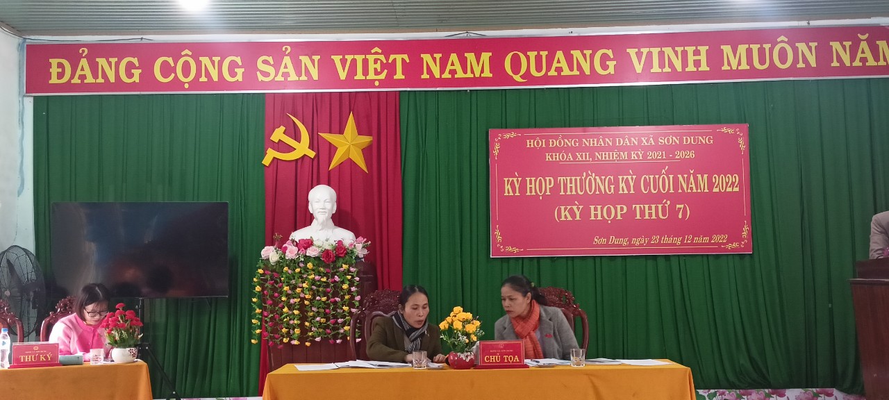 Hội đồng nhân dân xã Sơn Dung khoá XII, nhiệm kỳ 2021-2026 đã tiến hành kỳ họp thứ 7- kỳ họp thường kỳ cuối 2022