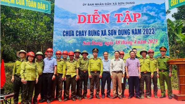 UBND xã Sơn Dung tổ chức đợt diễn tập chữa cháy rừng cấp xã năm 2023